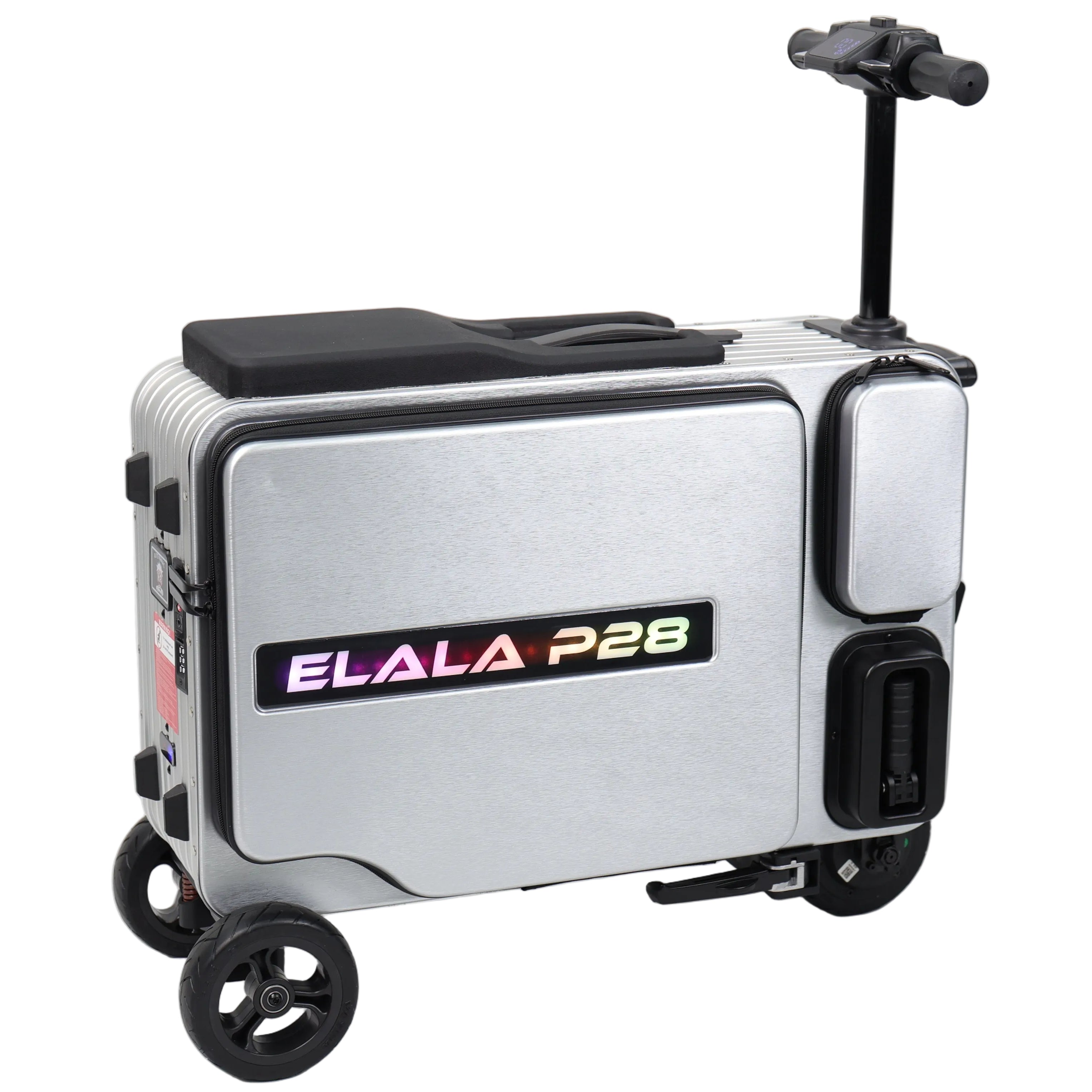 Elala P28 - Silver | Rideable Luggage | Compact Travel Case