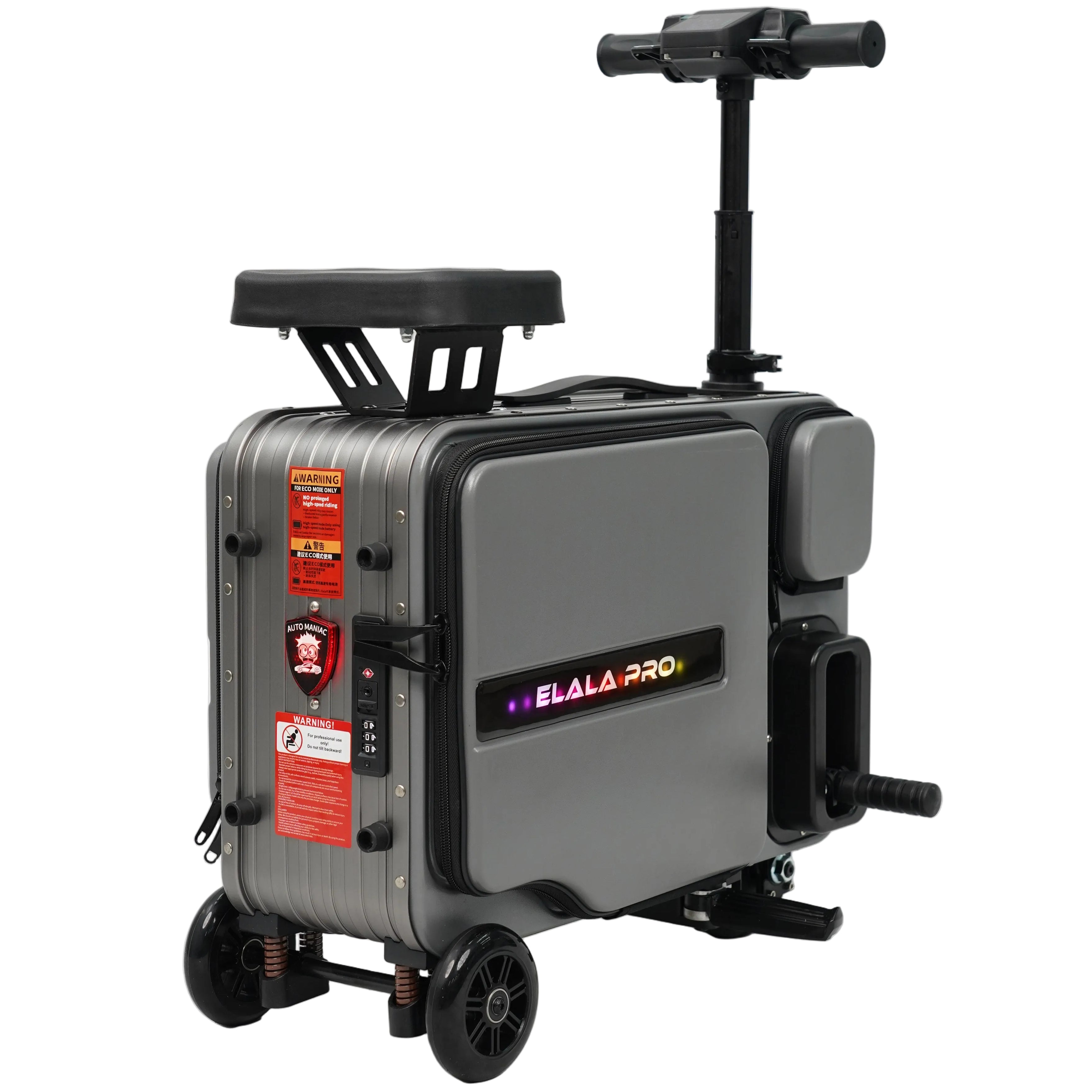 Elala Lite - Gray | Rideable Luggage | Compact Travel Case