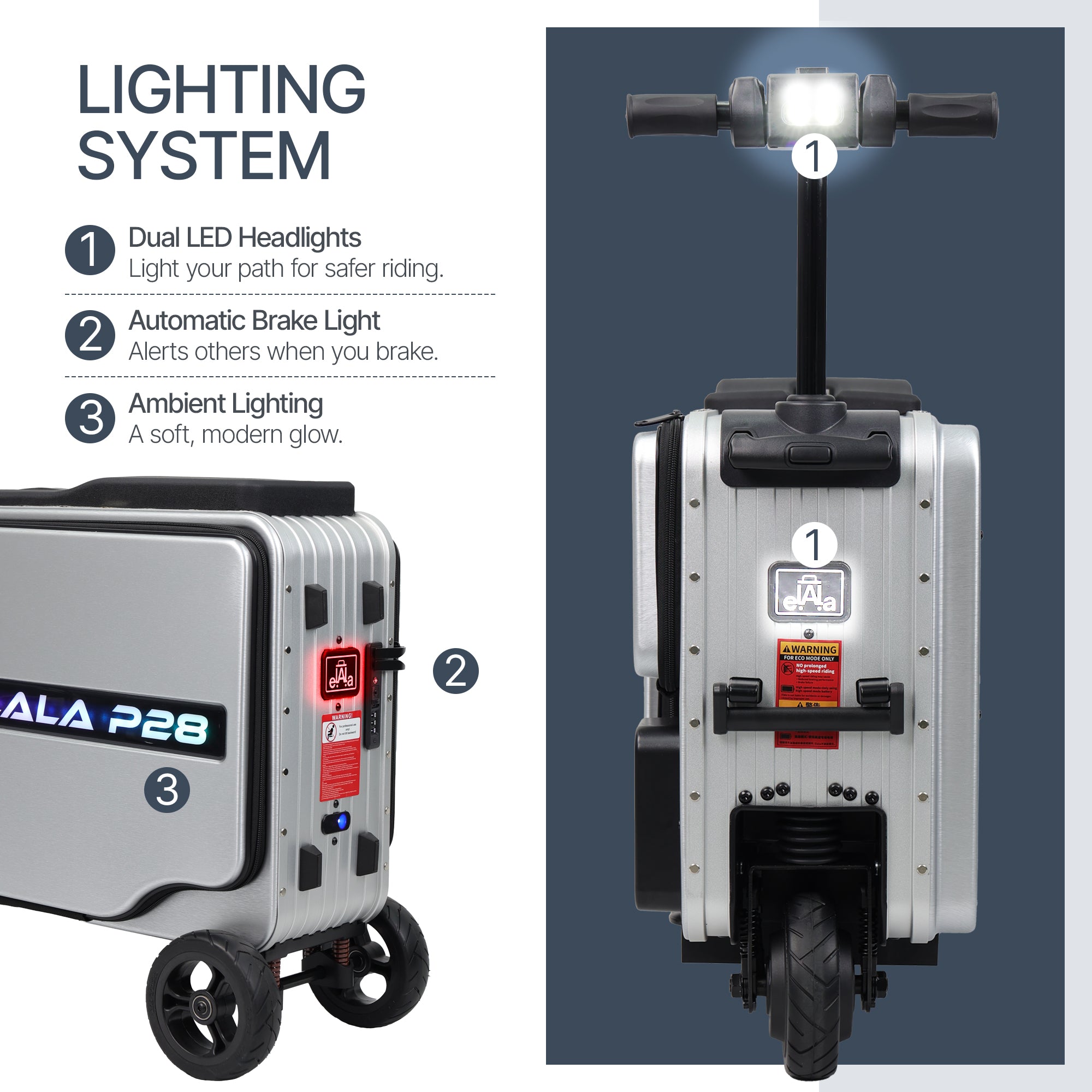 Elala P28 | Rideable Checked Luggage Made for Two | FAA & TSA Approved
