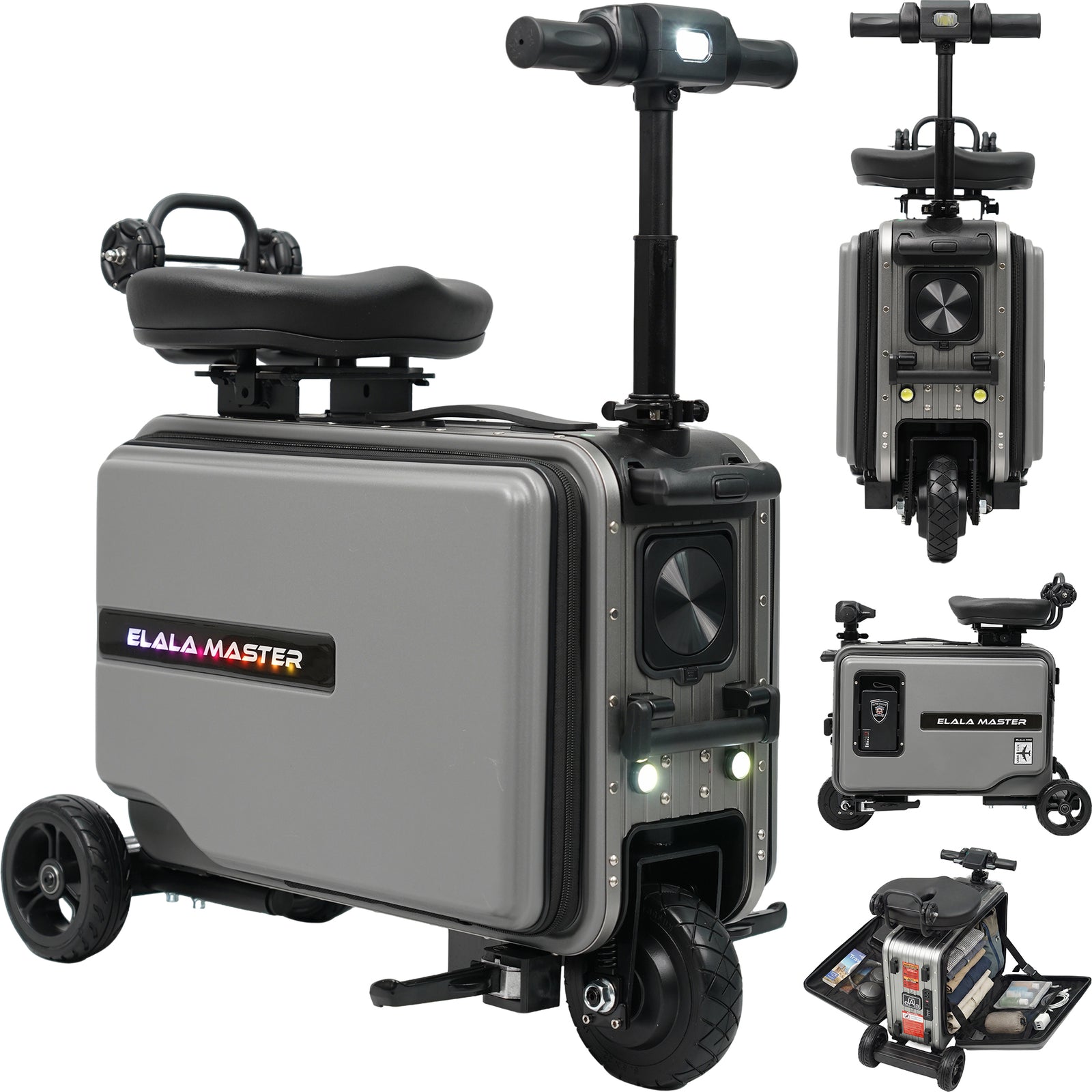 ELALA Master rideable electric suitcase with removable-battery travel design