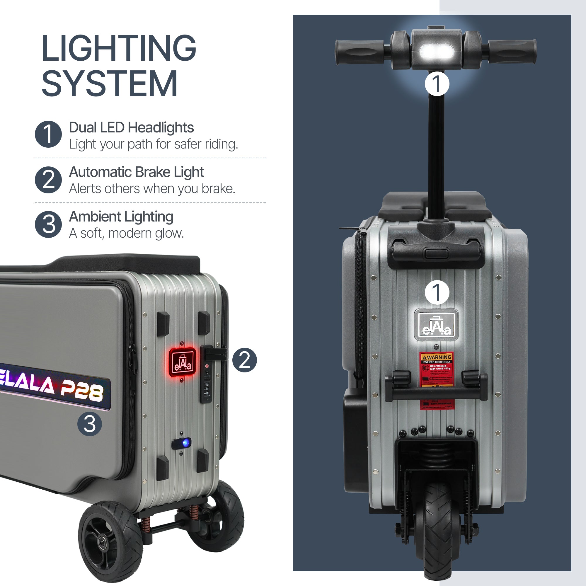 Elala P28 | Rideable Checked Luggage Made for Two | FAA & TSA Approved