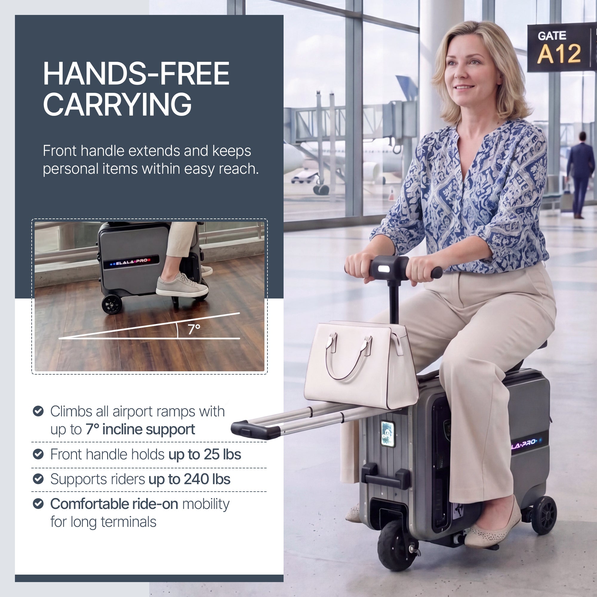 Elala Pro | Dual Suspension Rideable Suitcase | FAA & TSA Approved