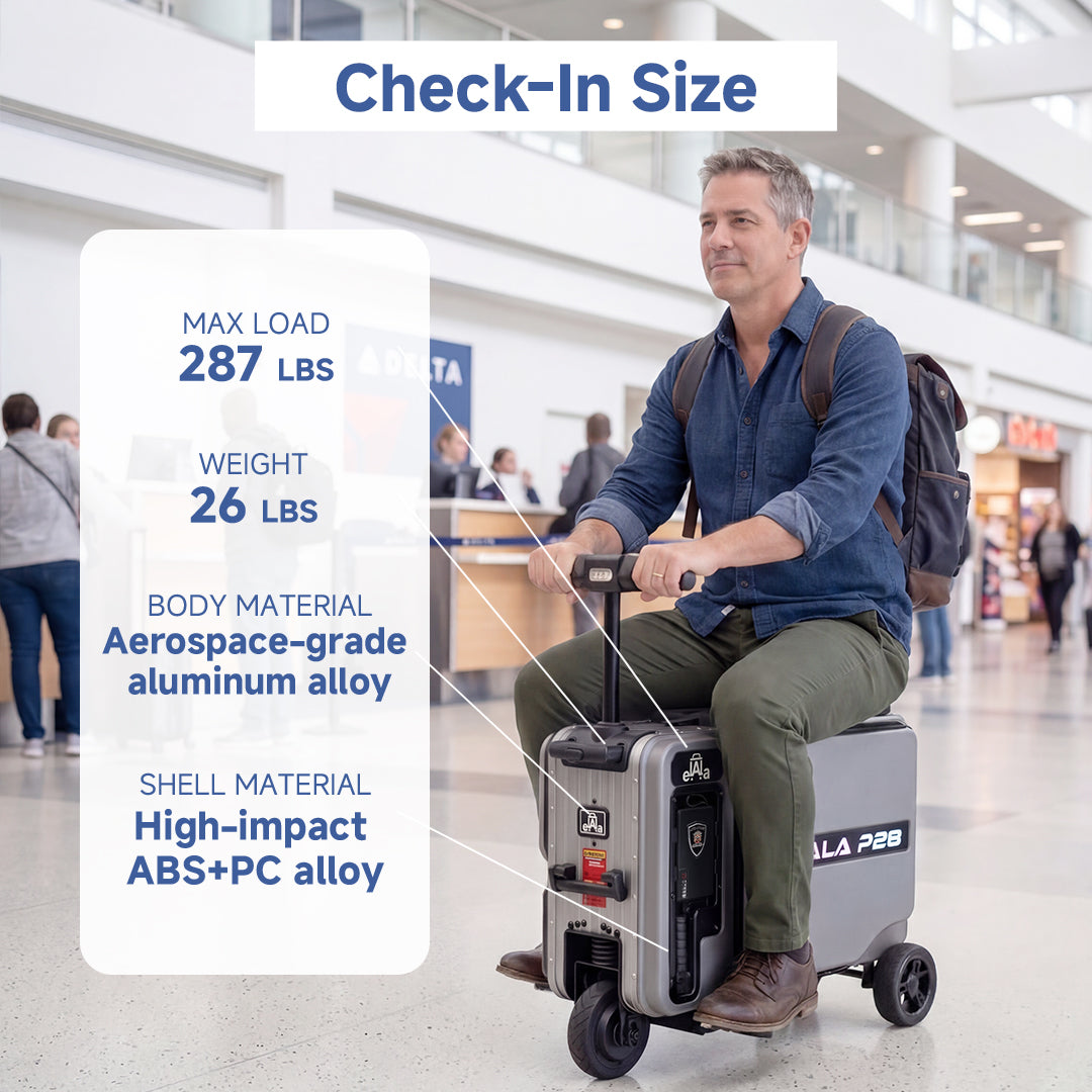 Elala P28 | Rideable Check-In Electric Suitcase | Hotels & Cruises