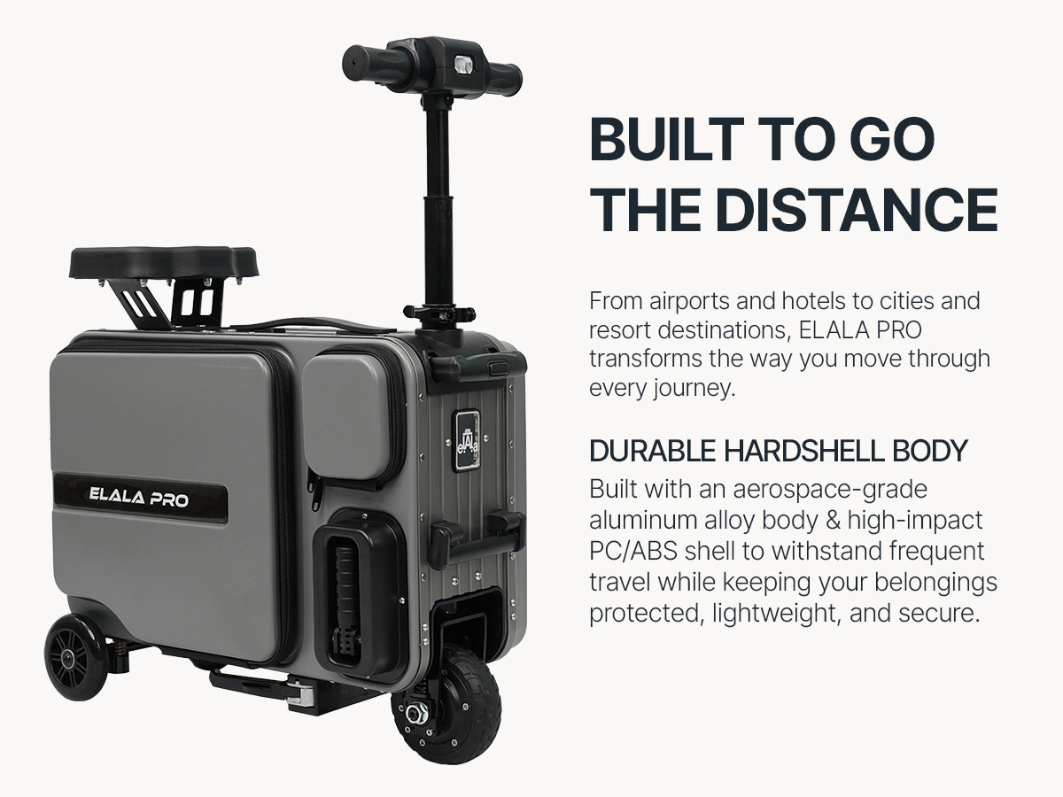 Elala Pro hardshell body from front angle showing front pocket and suspension system.